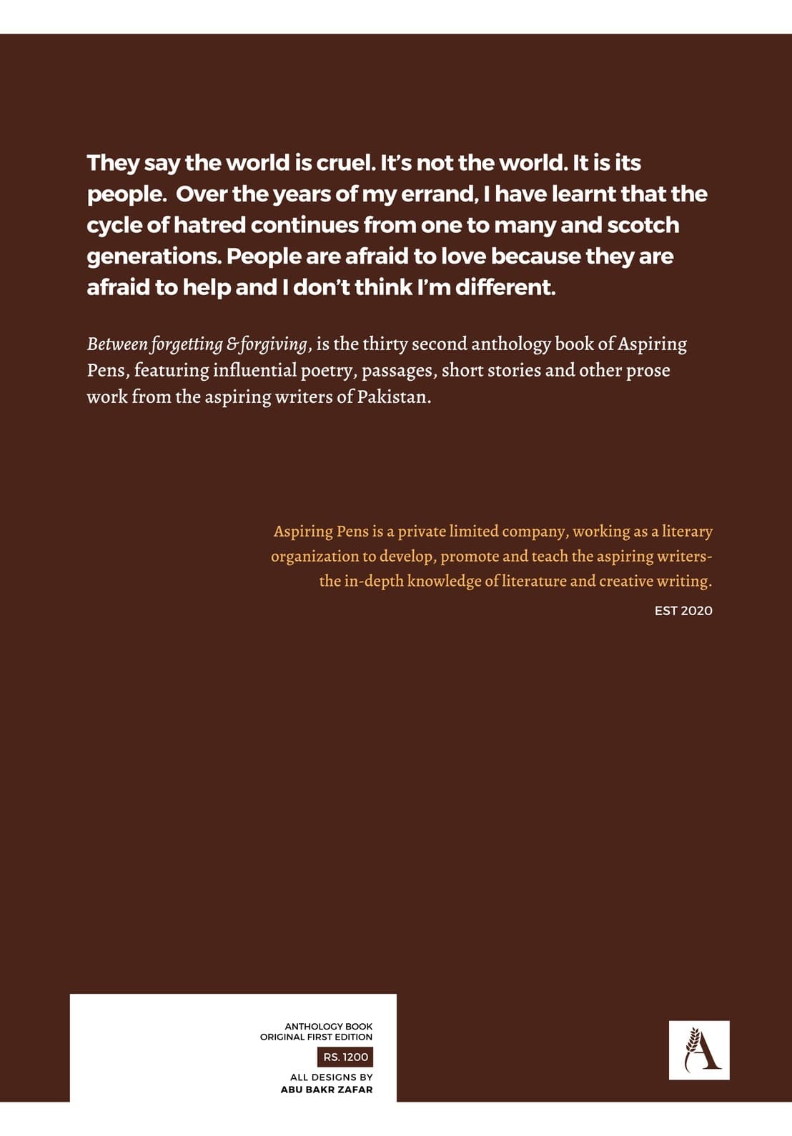 Between Forgetting and Forgiving - back cover