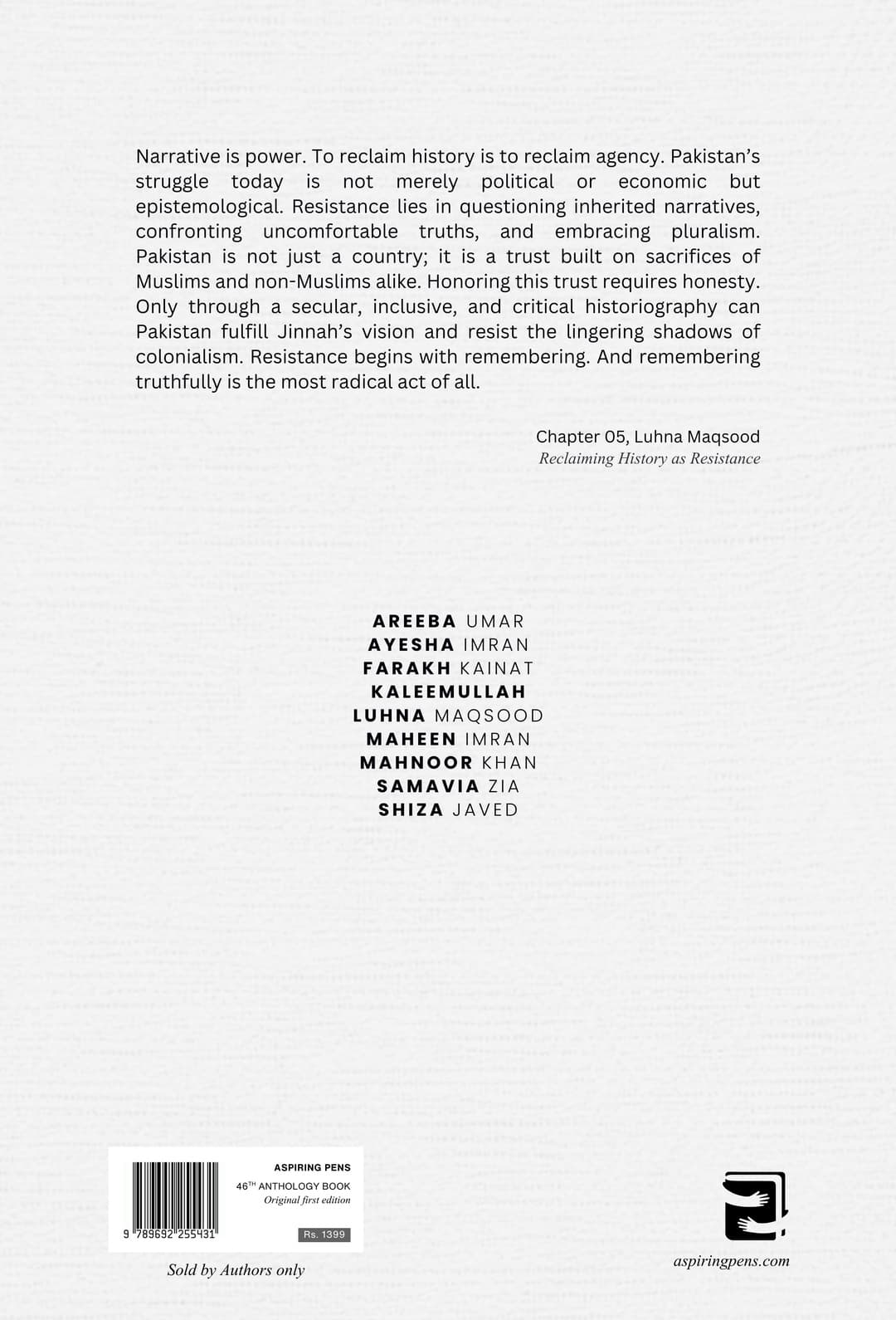 Resistance Narrative - back cover