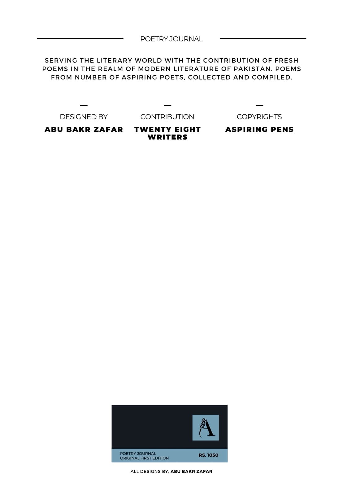 Aspiring Poems I — back cover