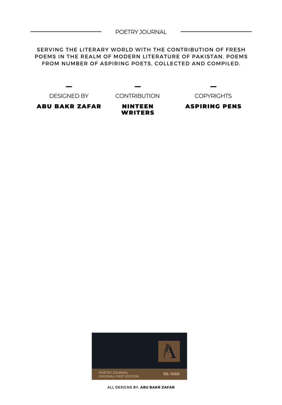 Aspiring Poems II - back cover