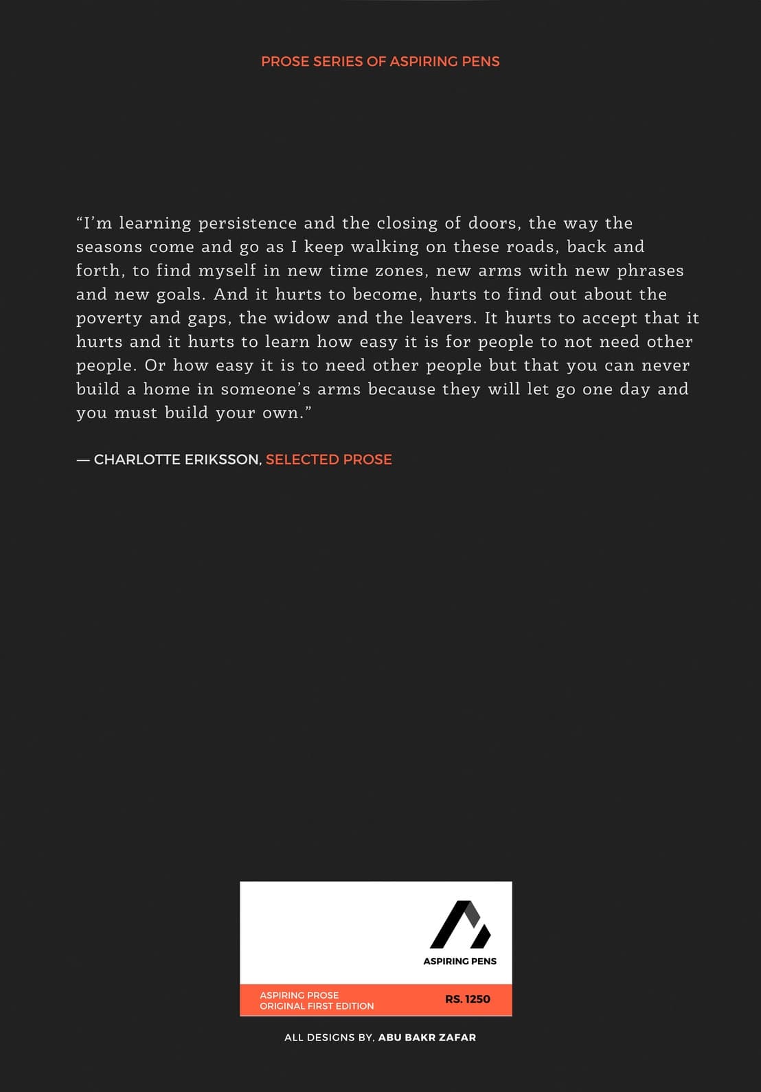 Selected Prose - back cover