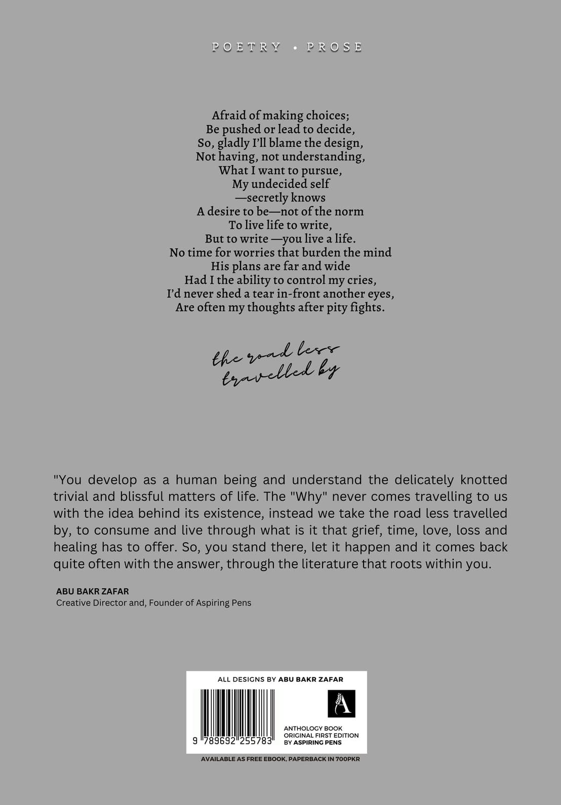 The Roads less travelled by - back cover