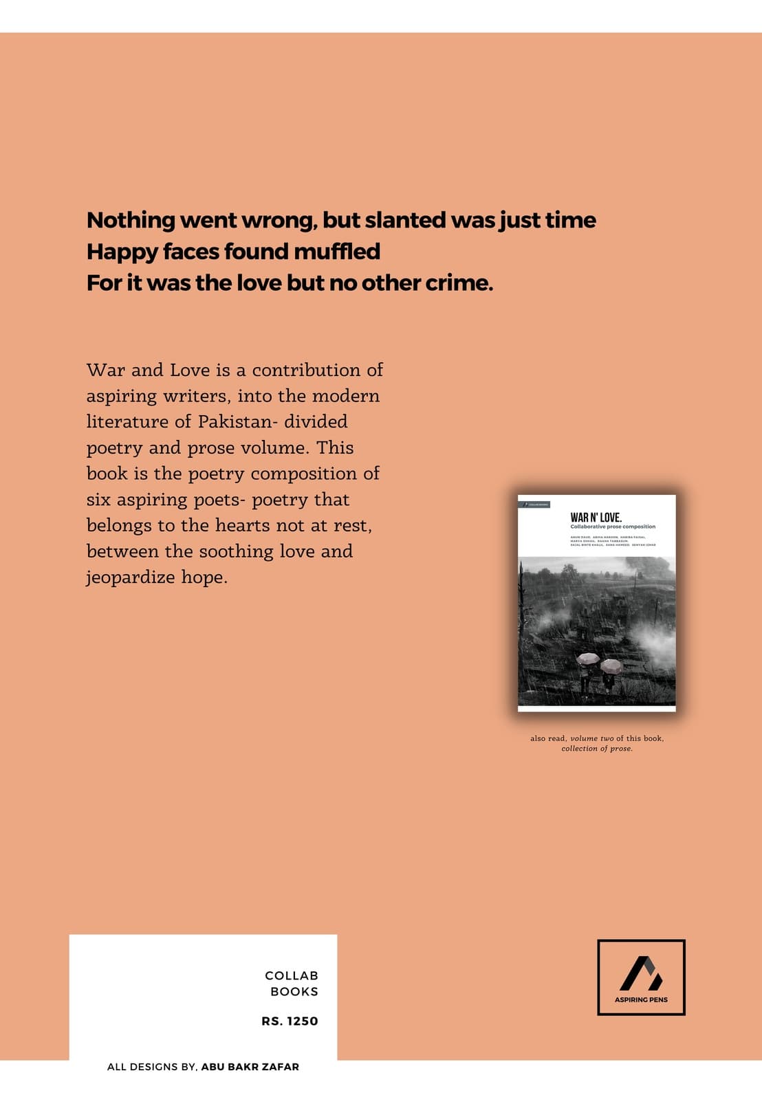 War and Love (Poetry) - back cover